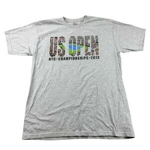 US‎ Open Tennis USTA T Shirt Men L 2013 NYC Championships Graphic Gray Cotton
